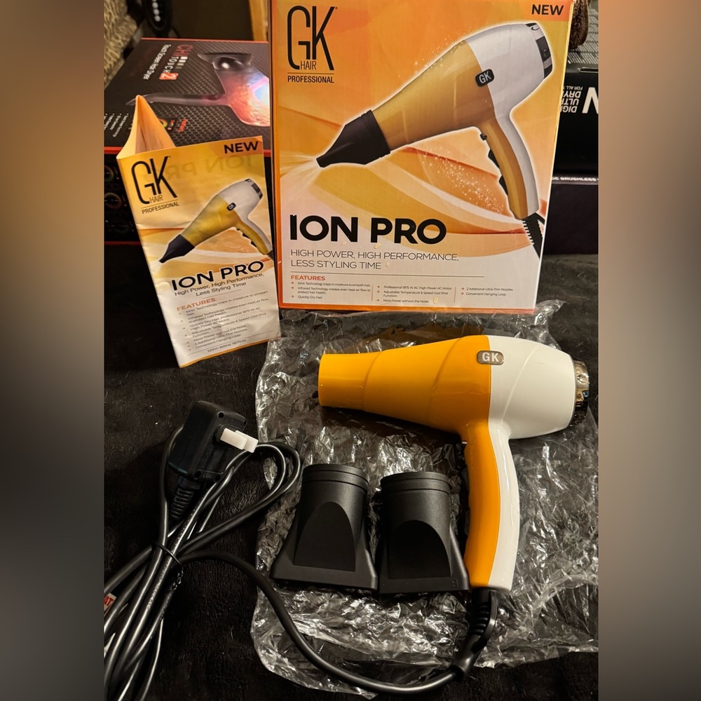 GK Hair Professional ION Pro hair dryer hairdryer With Free Comb Attachment